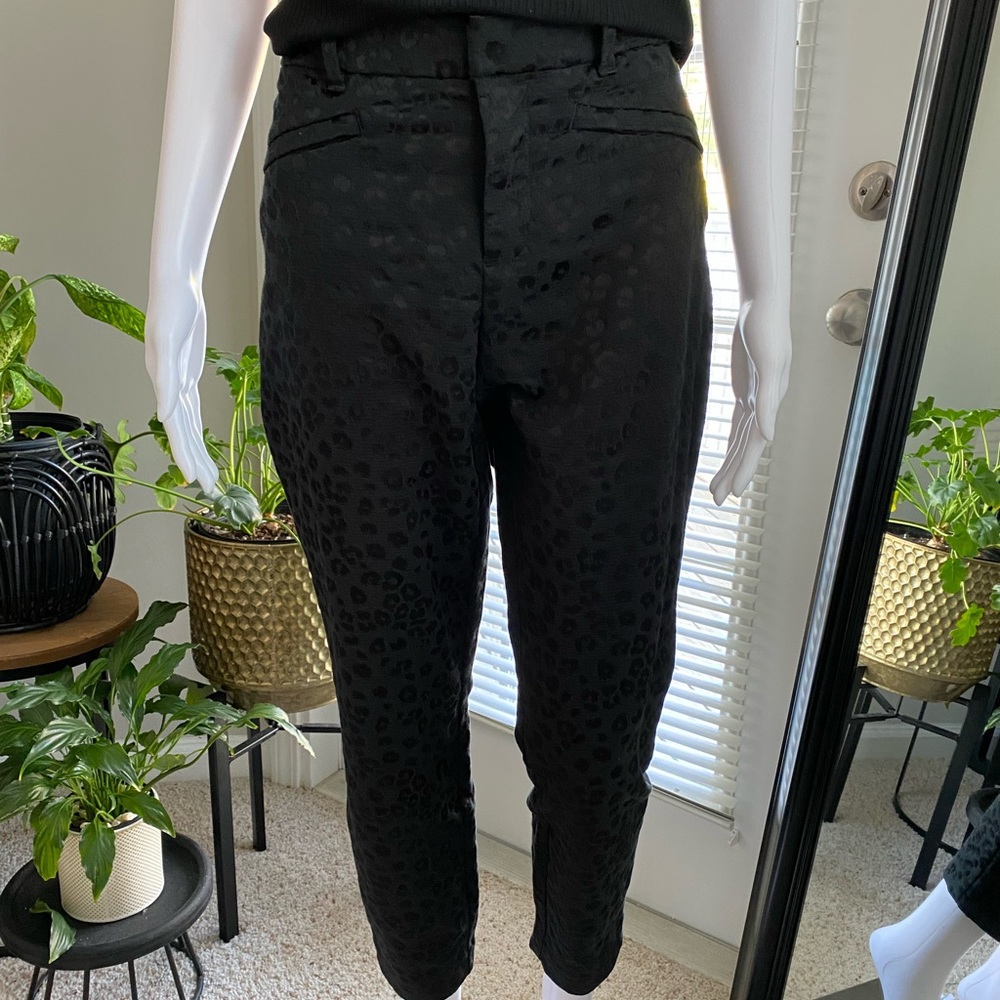 Gap Cropped Skinny Ankle Black Leopard Pants